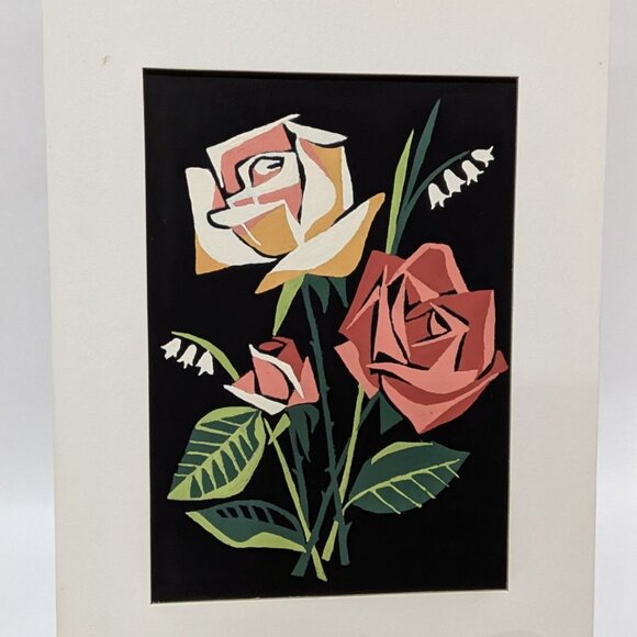 Vintage Palmer Pann Black Magic Rose Bouquet PBN - Set of 2 - 1950s - Picture 2 of 3